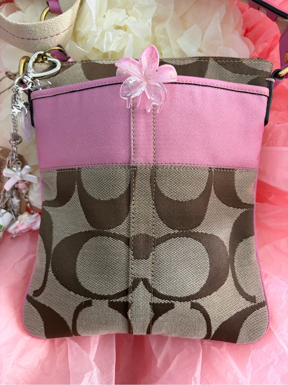 Coach Pink Trim Signature Canvas Crossbody